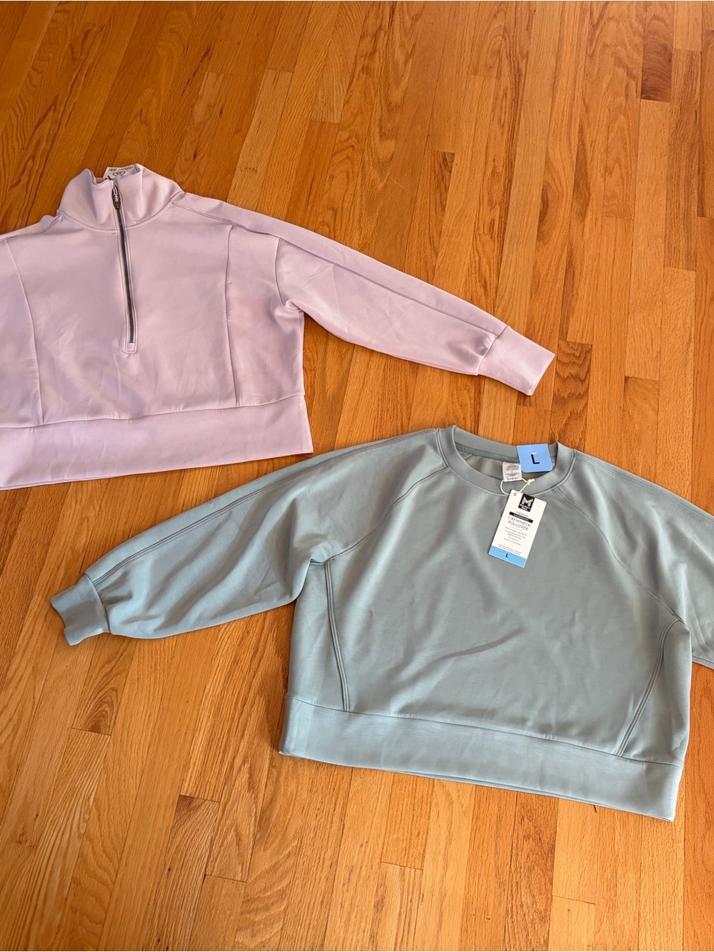 Share Two NEW Women's Pullover Tops, sweatshirt, large, crew and 1/2 zip